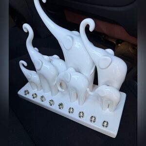 Elegant White Elephant Family Figurine. Menorah